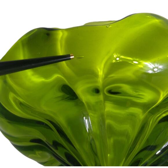 VTG L.E. Smith Green 9 Point Simplicity Pedestal Compote Dish - Picture 5 of 5